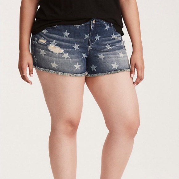 Torrid STAR Print Jean Denim Shorts size 22 - Picture 12 of 13